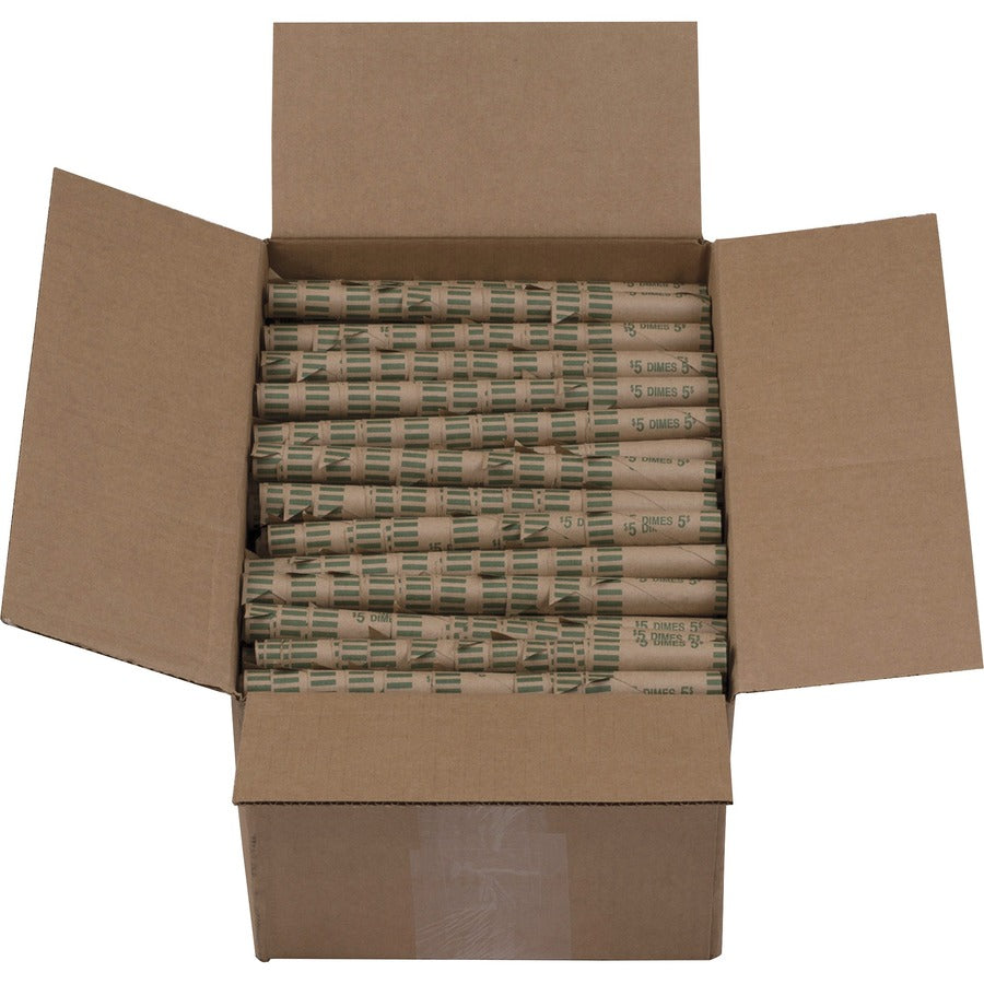 pap-r-tubular-coin-wrap-10-denomination-durable-burst-resistant-crimped-pre-formed-57-lb-basis-weight-paper-green-1000-box_pqp23010 - 5