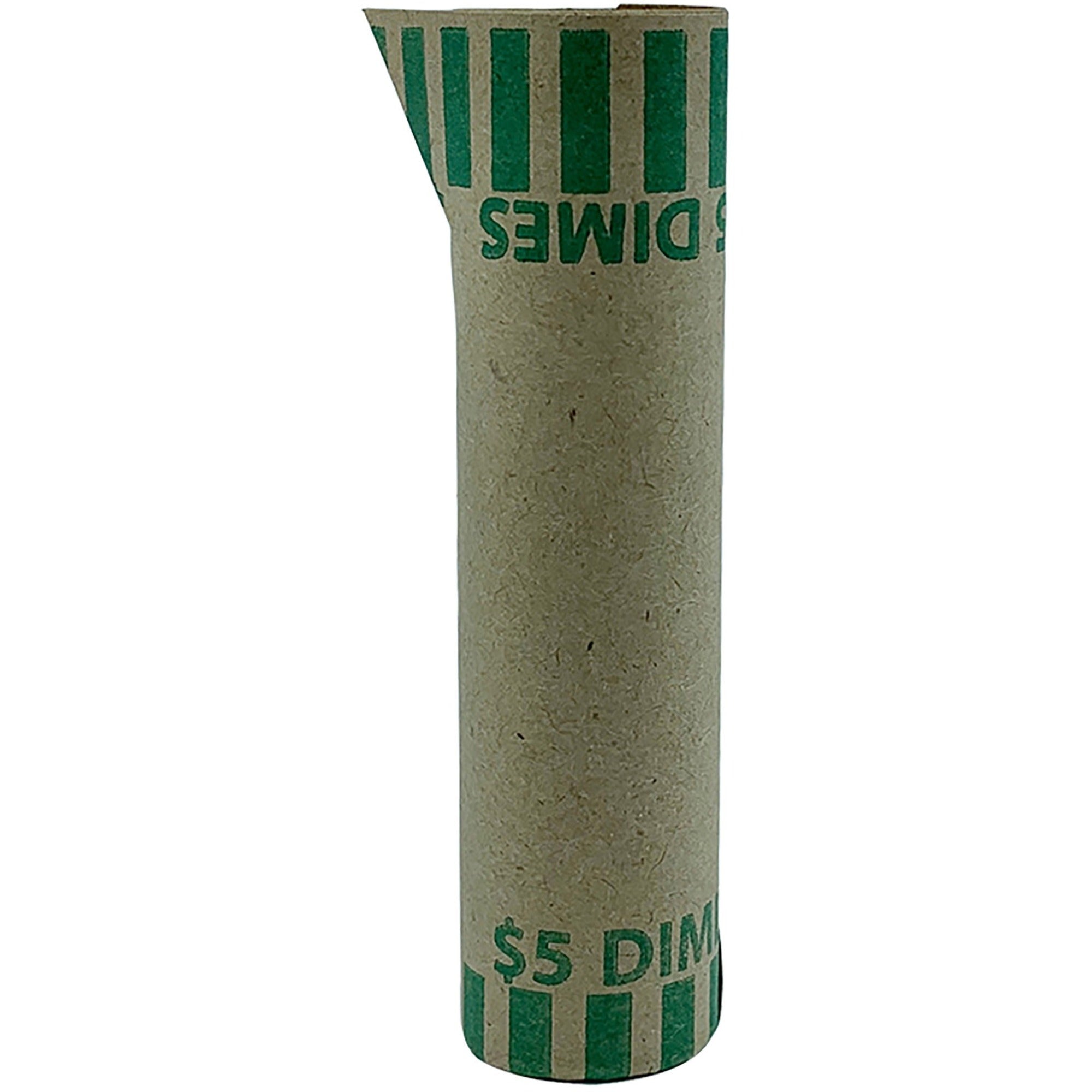 pap-r-tubular-coin-wrap-10-denomination-durable-burst-resistant-crimped-pre-formed-57-lb-basis-weight-paper-green-1000-box_pqp23010 - 1