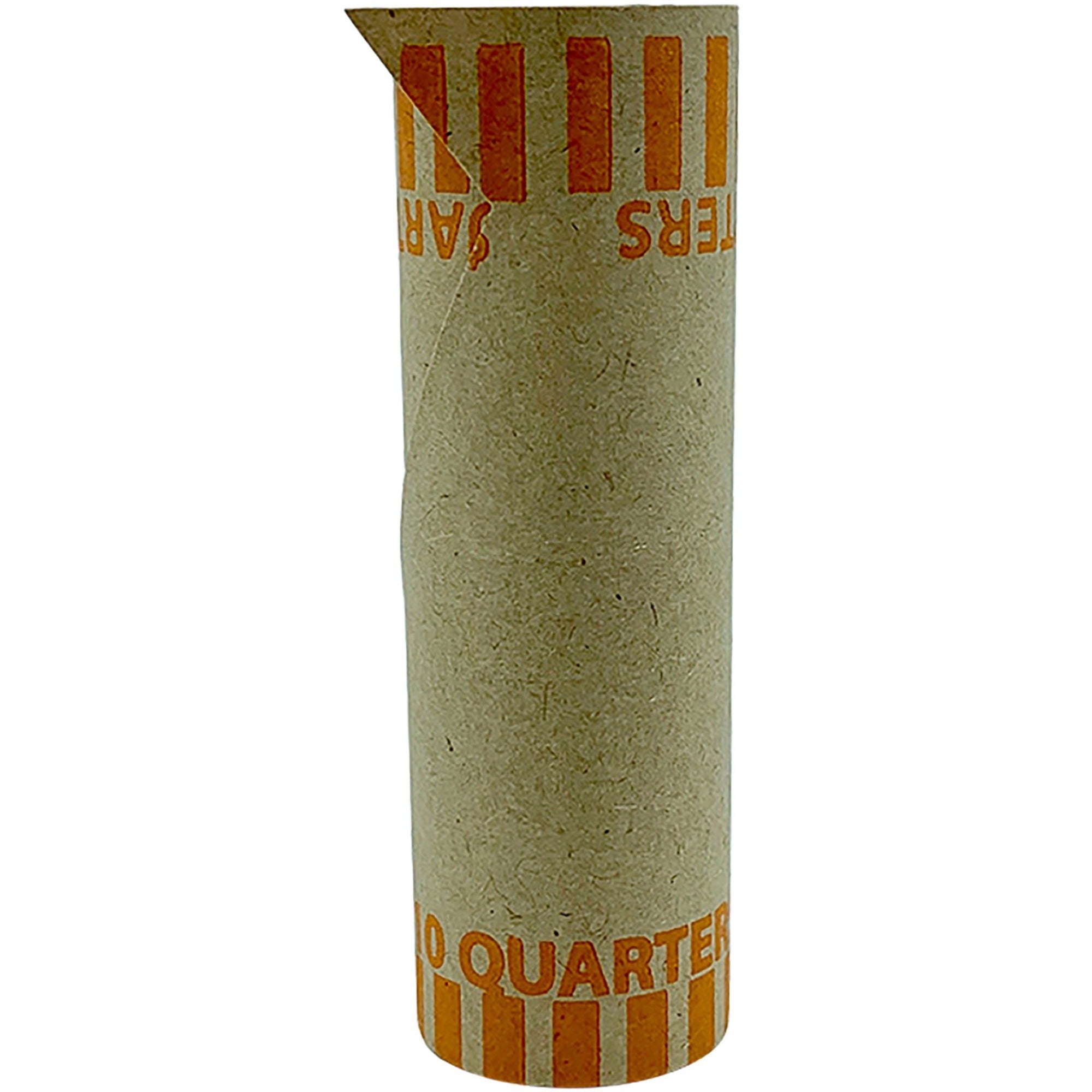 pap-r-tubular-coin-wrap-25-denomination-durable-burst-resistant-crimped-pre-formed-57-lb-basis-weight-paper-orange-1000-box_pqp23025 - 1