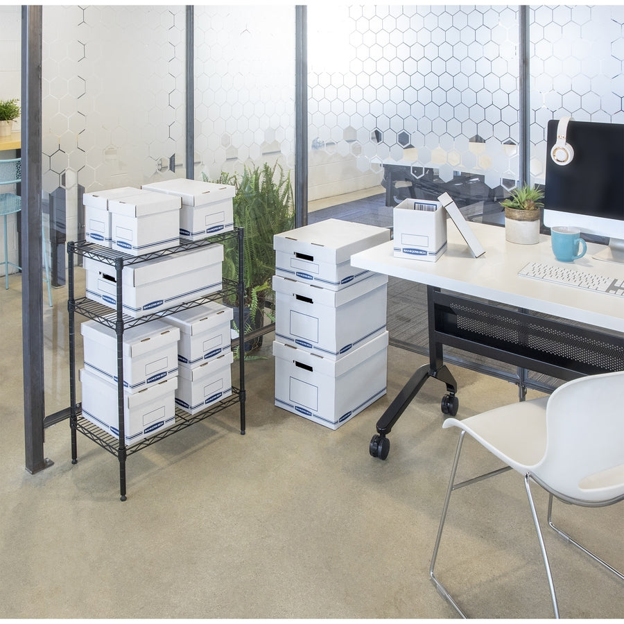 Organizer Storage Boxes, X-Large, 12.75" x 16.5" x 10.5", White/Blue, 12/Carton