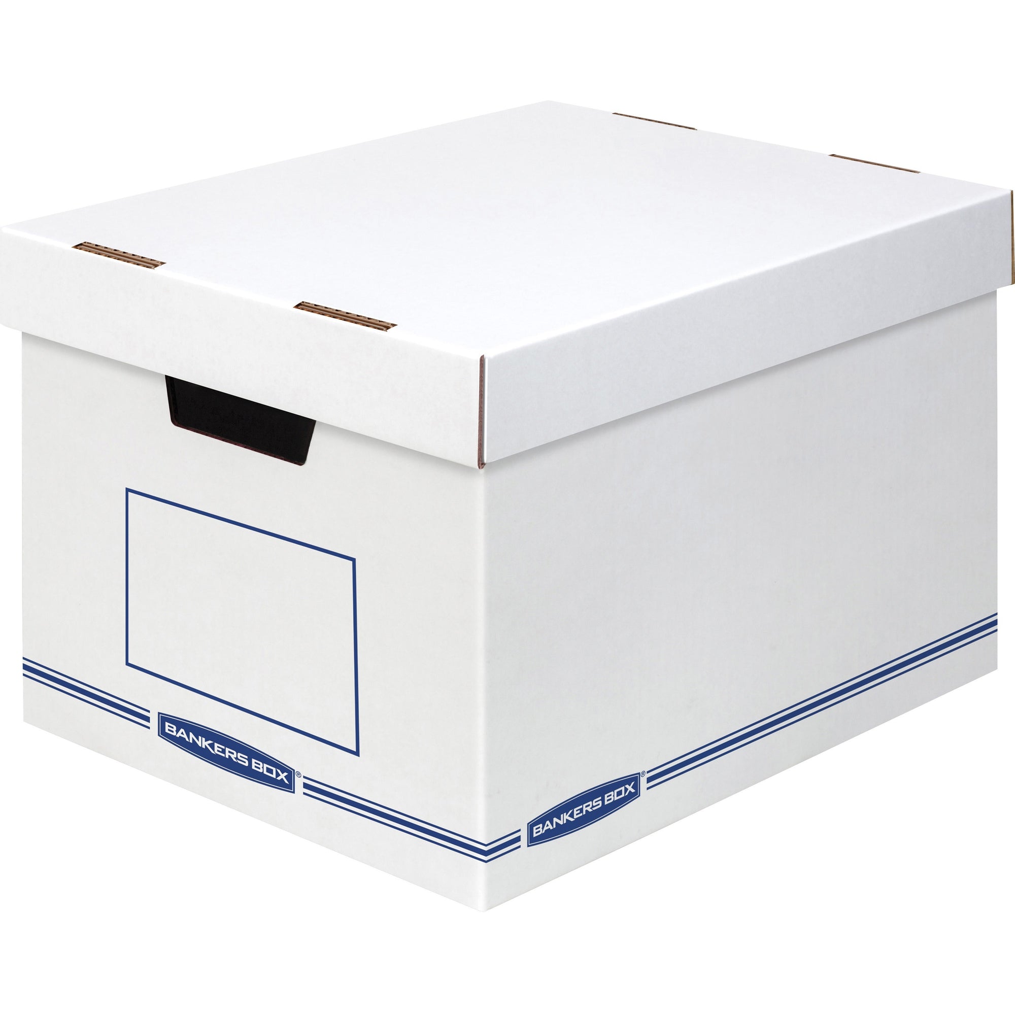 Organizer Storage Boxes, X-Large, 12.75" x 16.5" x 10.5", White/Blue, 12/Carton