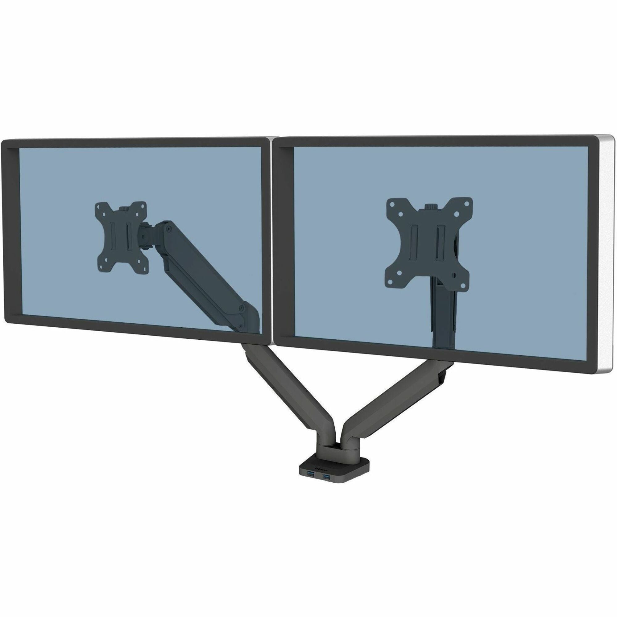 Platinum Series Dual Monitor Arm for 27" Monitors, 360 deg Rotation, +85 deg/-20 deg Tilt, 360 deg Pan, Black, Supports 20 lb