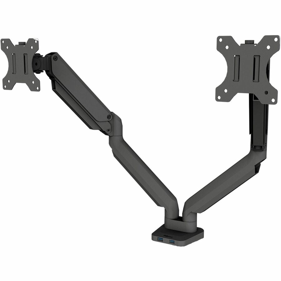 Platinum Series Dual Monitor Arm for 27" Monitors, 360 deg Rotation, +85 deg/-20 deg Tilt, 360 deg Pan, Black, Supports 20 lb