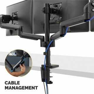 Platinum Series Triple Monitor Arm for 27" Monitors, 360 deg Rotation, +85/-20 deg Tilt, 360 deg Pan, Black, Supports 20 lb