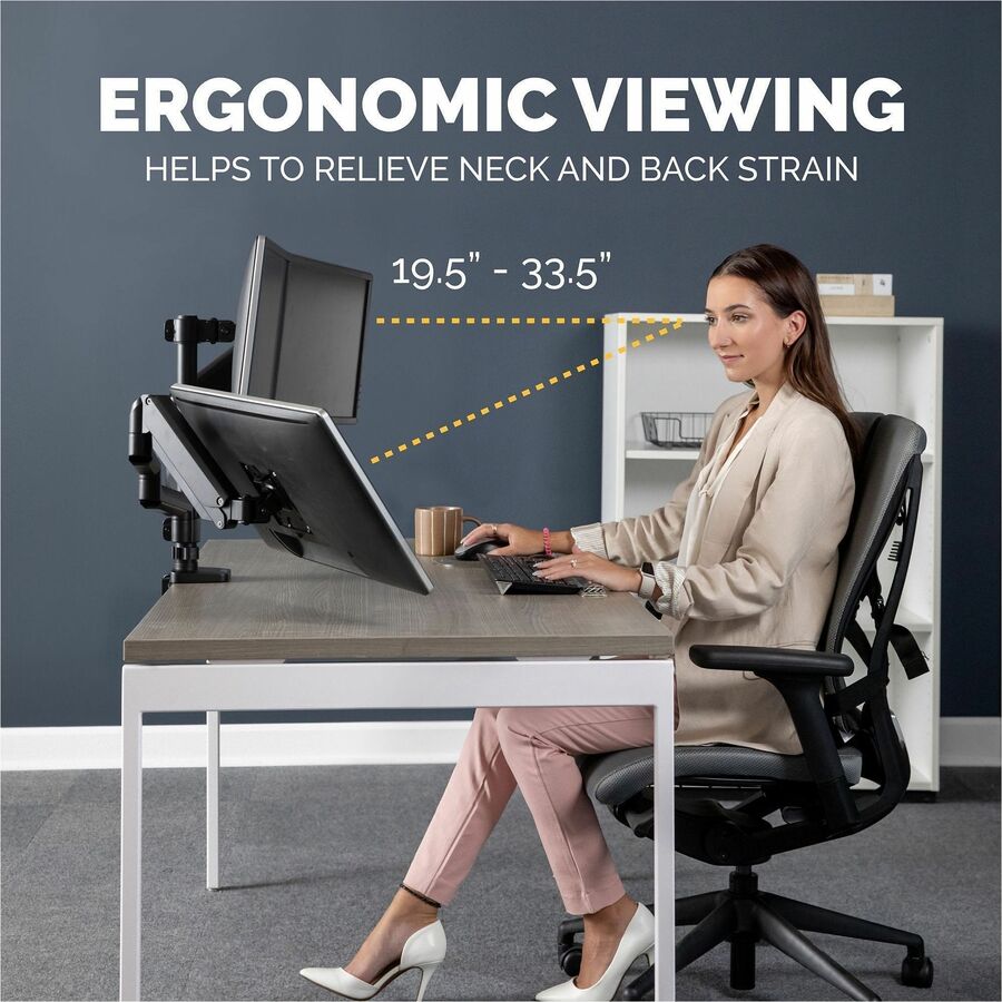 Platinum Series Triple Monitor Arm for 27" Monitors, 360 deg Rotation, +85/-20 deg Tilt, 360 deg Pan, Black, Supports 20 lb
