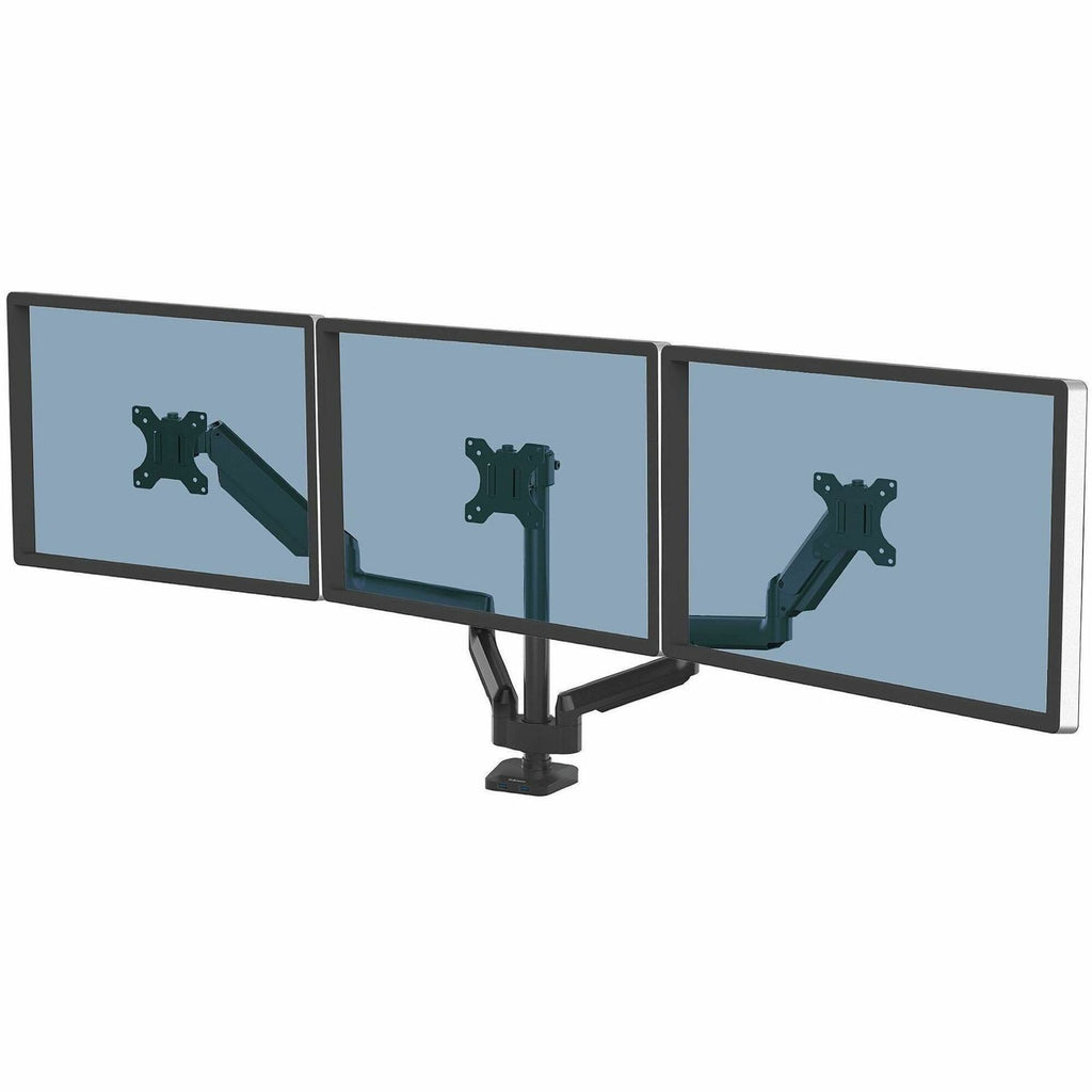 Platinum Series Triple Monitor Arm for 27" Monitors, 360 deg Rotation, +85/-20 deg Tilt, 360 deg Pan, Black, Supports 20 lb