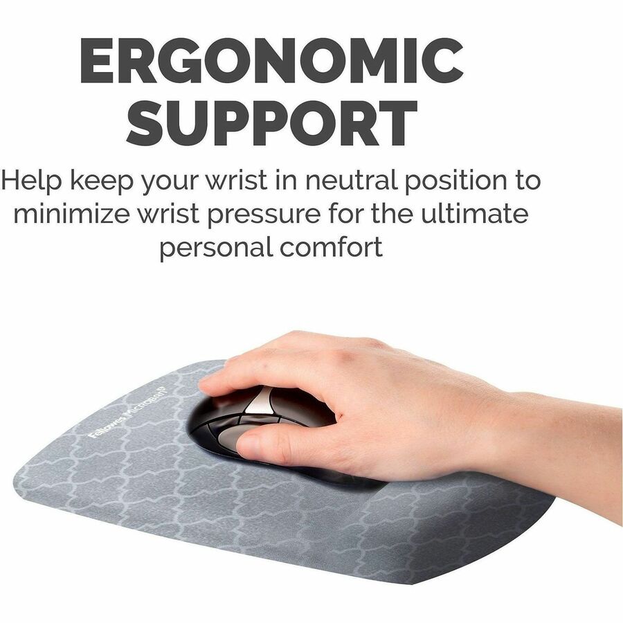 PlushTouch Mouse Pad with Wrist Rest, 7.25 x 9.37, Lattice Design
