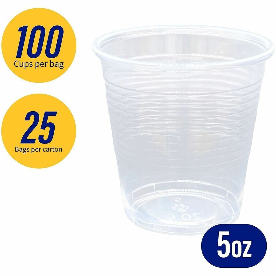 Genuine Joe 5 oz Transparent Beverage Cups - 100 / Bag - 25 / Carton - Clear - Plastic - Beverage