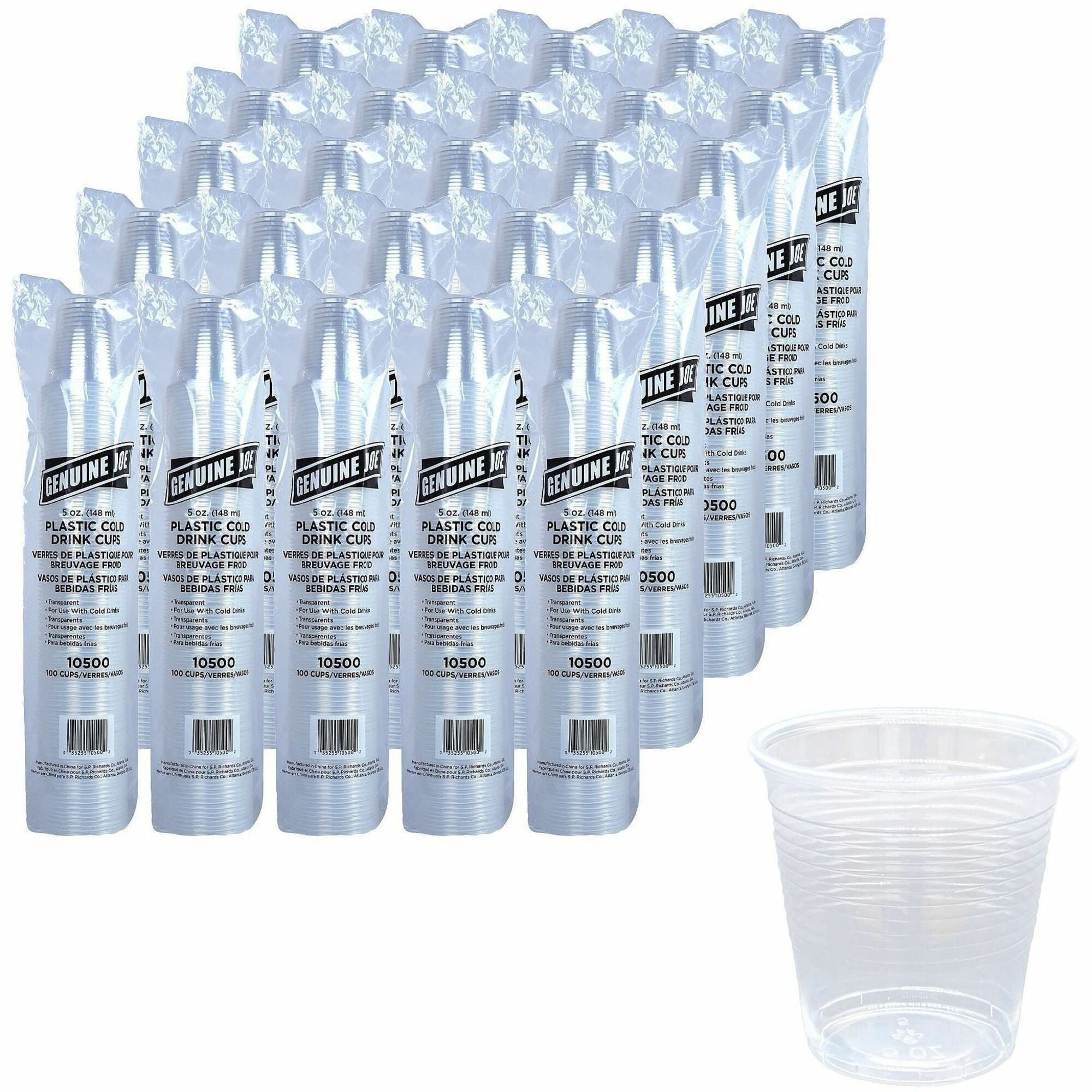 Genuine Joe 5 oz Transparent Beverage Cups - 100 / Bag - 25 / Carton - Clear - Plastic - Beverage
