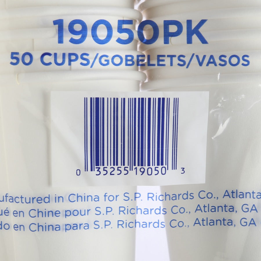 Genuine Joe 16 oz Disposable Hot Cups - 50 / Pack - 20 / Carton - White - Polyurethane - Coffee, Hot Drink, Picnic, Company, Tea, Hot Chocolate, Beverage