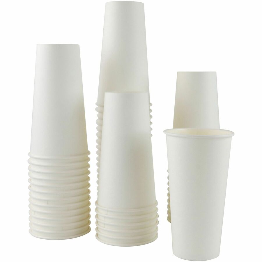 Genuine Joe 20 oz Disposable Hot Cups - 50 / Pack - 20 / Carton - White - Polyurethane - Coffee, Hot Drink, Picnic, Company, Tea, Hot Chocolate, Beverage