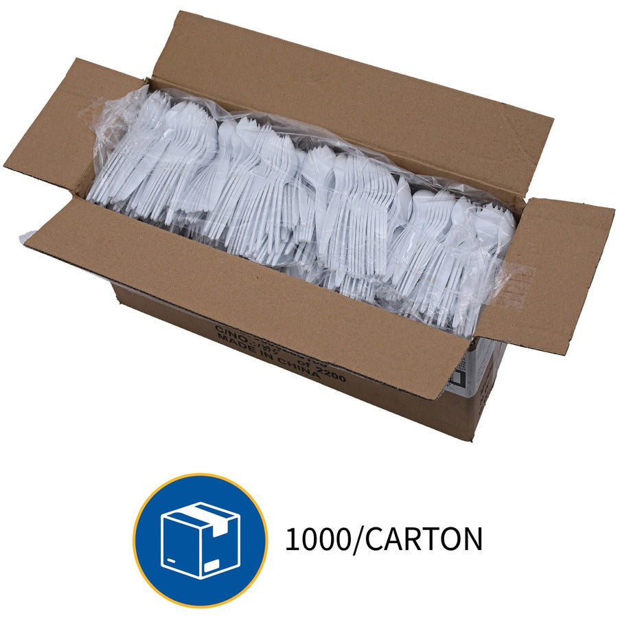 Genuine Joe Medium-Weight Spork - 1 Piece(s) - 1000/Carton - Spork - 1 x Spork - Disposable - White