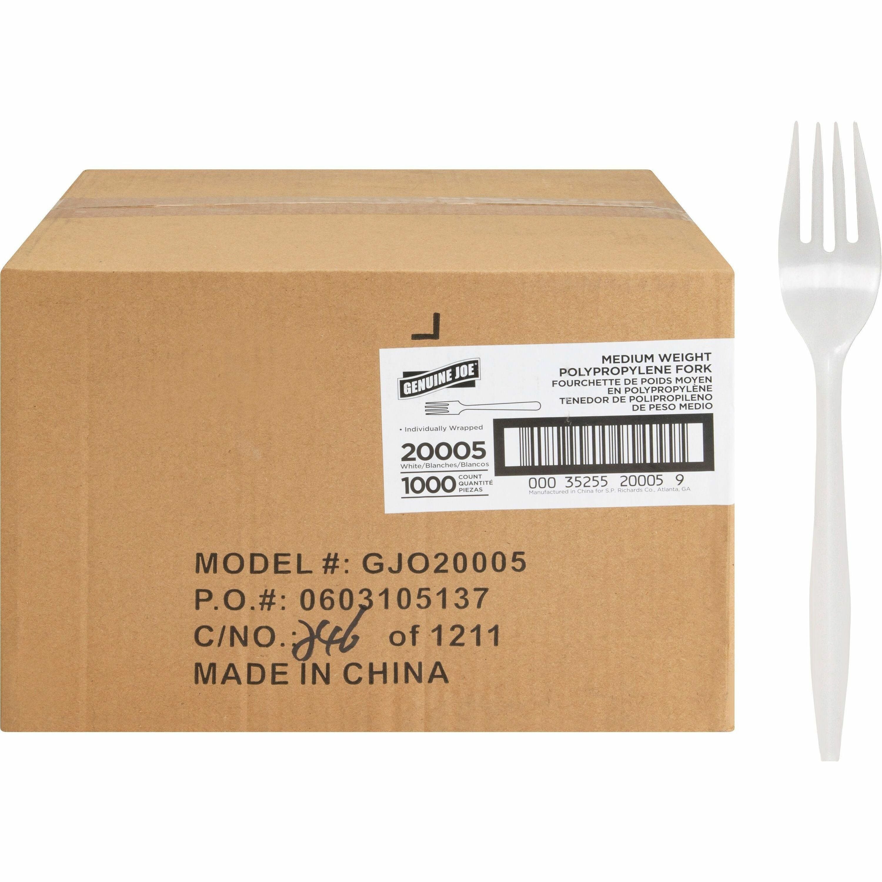 genuine-joe-individually-wrapped-fork-1-pieces-1000-carton-fork-1-x-fork-disposable-white_gjo20005 - 1