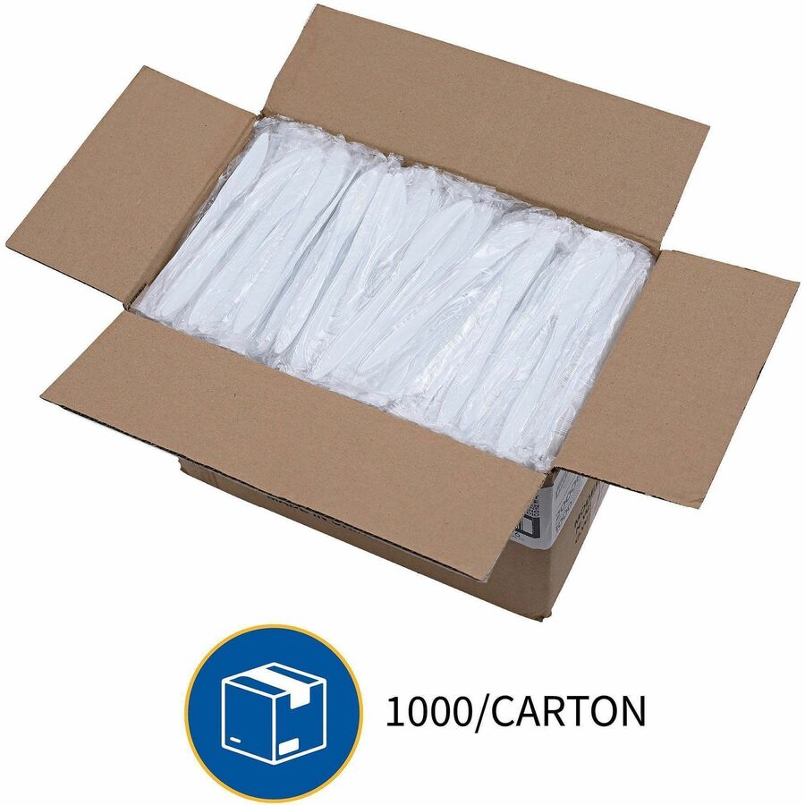 Genuine Joe Individually Wrapped Knife - 1 Piece(s) - 1000/Carton - Knife - 1 x Knife - Disposable - White