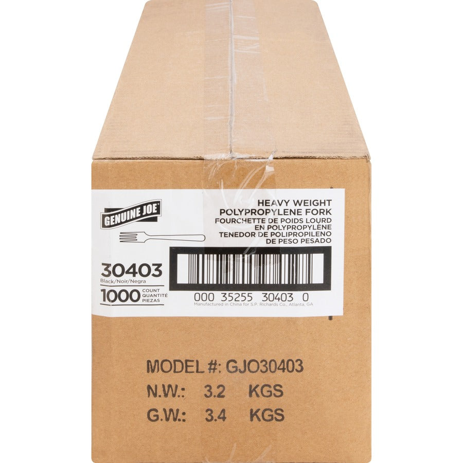 Genuine Joe Heavyweight Fork - 1 Piece(s) - 1000/Carton - Fork - 1 x Fork - Disposable - Textured - Black