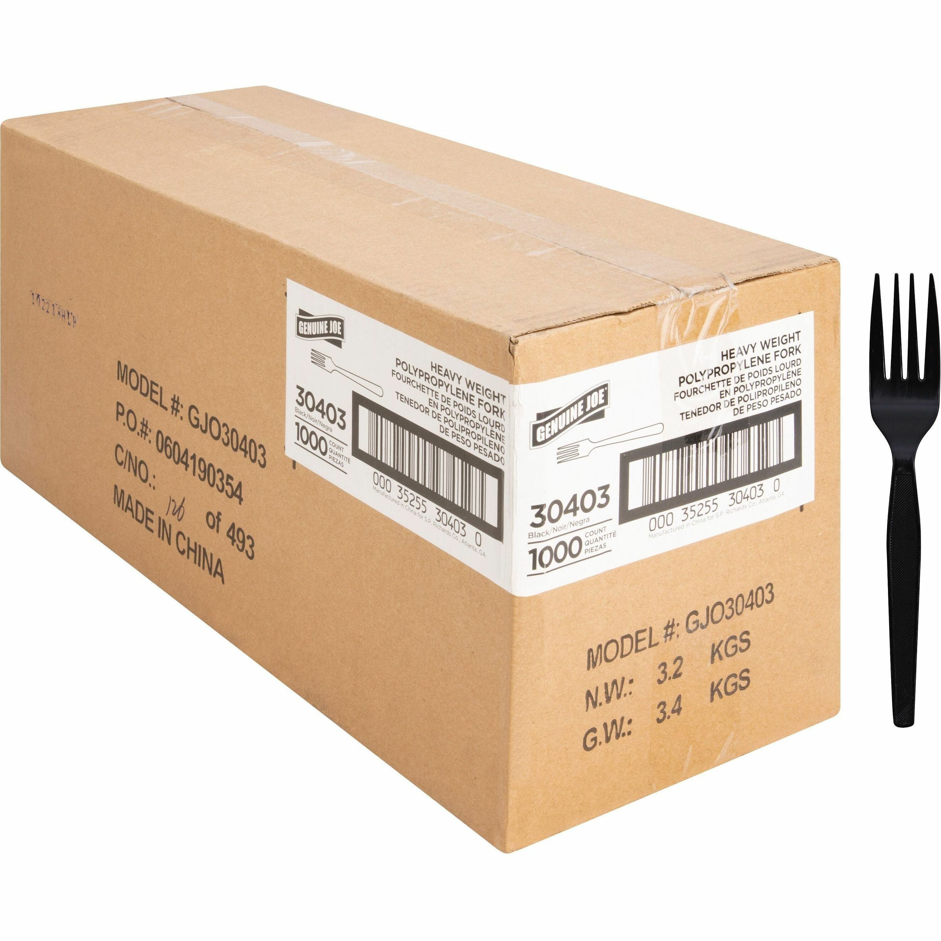 genuine-joe-heavyweight-fork-1-pieces-1000-carton-fork-1-x-fork-disposable-textured-black_gjo30403 - 1