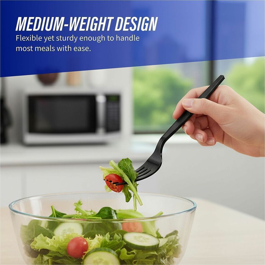 Genuine Joe Heavyweight Fork - 1 Piece(s) - 1000/Carton - Fork - 1 x Fork - Disposable - Textured - Black