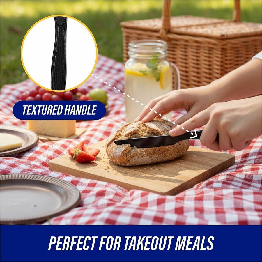Genuine Joe Heavyweight Knife - 1 Piece(s) - 1000/Carton - Knife - 1 x Knife - Disposable - Textured - Black