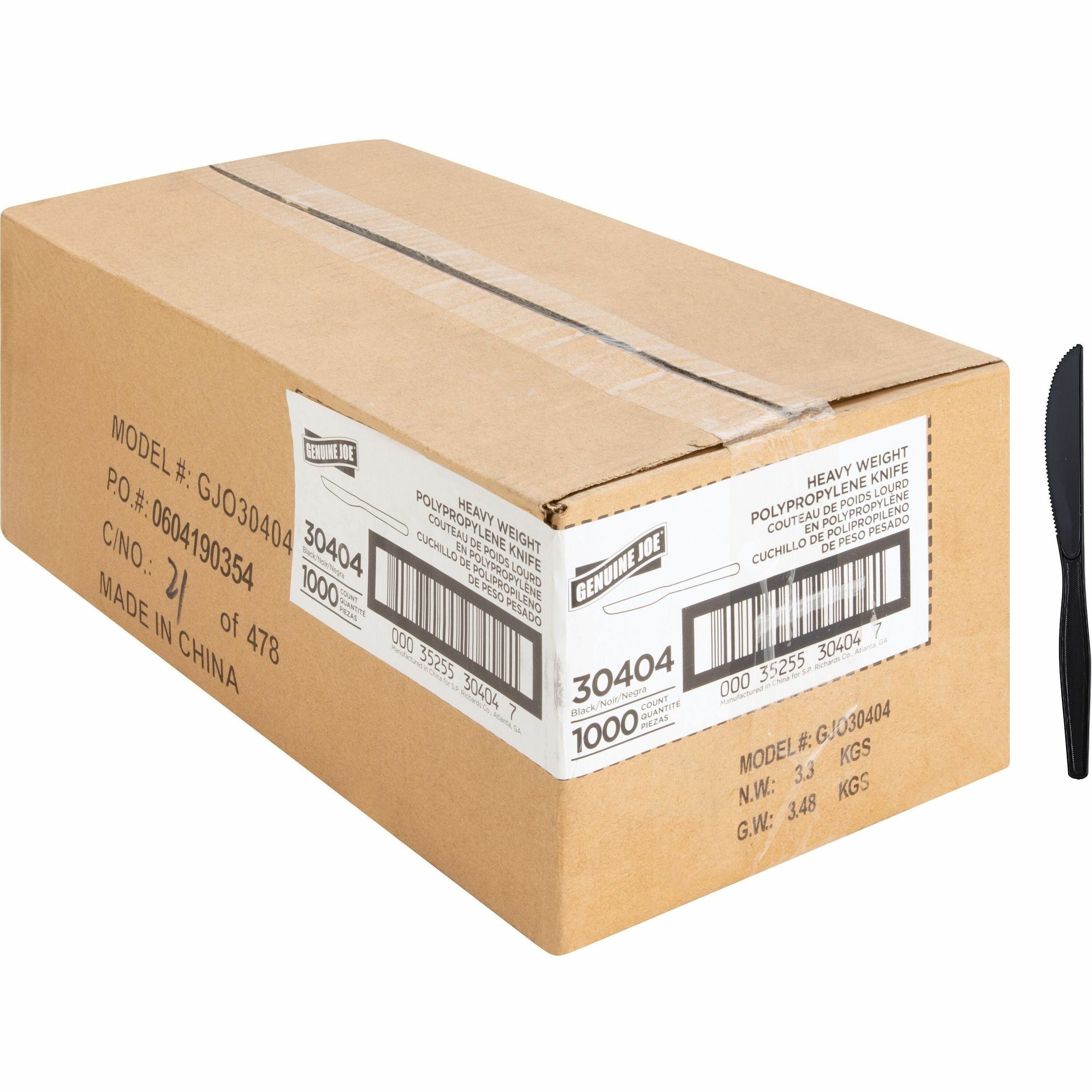 genuine-joe-heavyweight-knife-1-pieces-1000-carton-knife-1-x-knife-disposable-textured-black_gjo30404 - 1