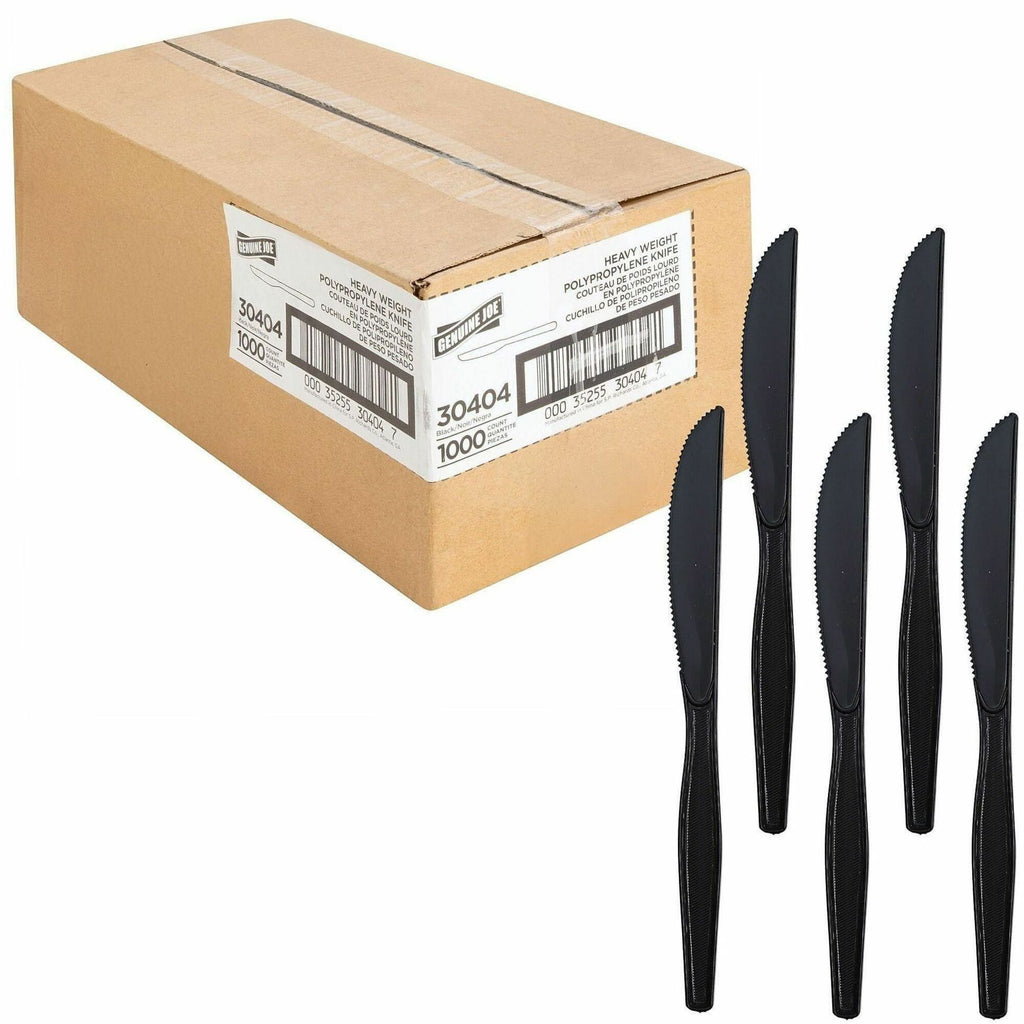 Genuine Joe Heavyweight Knife - 1 Piece(s) - 1000/Carton - Knife - 1 x Knife - Disposable - Textured - Black