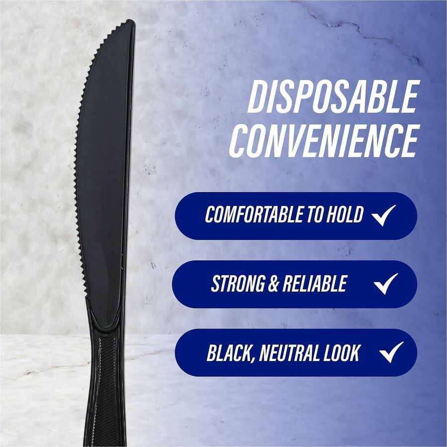 Genuine Joe Heavyweight Knife - 1 Piece(s) - 1000/Carton - Knife - 1 x Knife - Disposable - Textured - Black