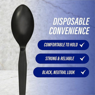 Genuine Joe Heavyweight Spoon - 1 Piece(s) - 1000/Carton - Spoon - 1 x Spoon - Disposable - Textured - Black