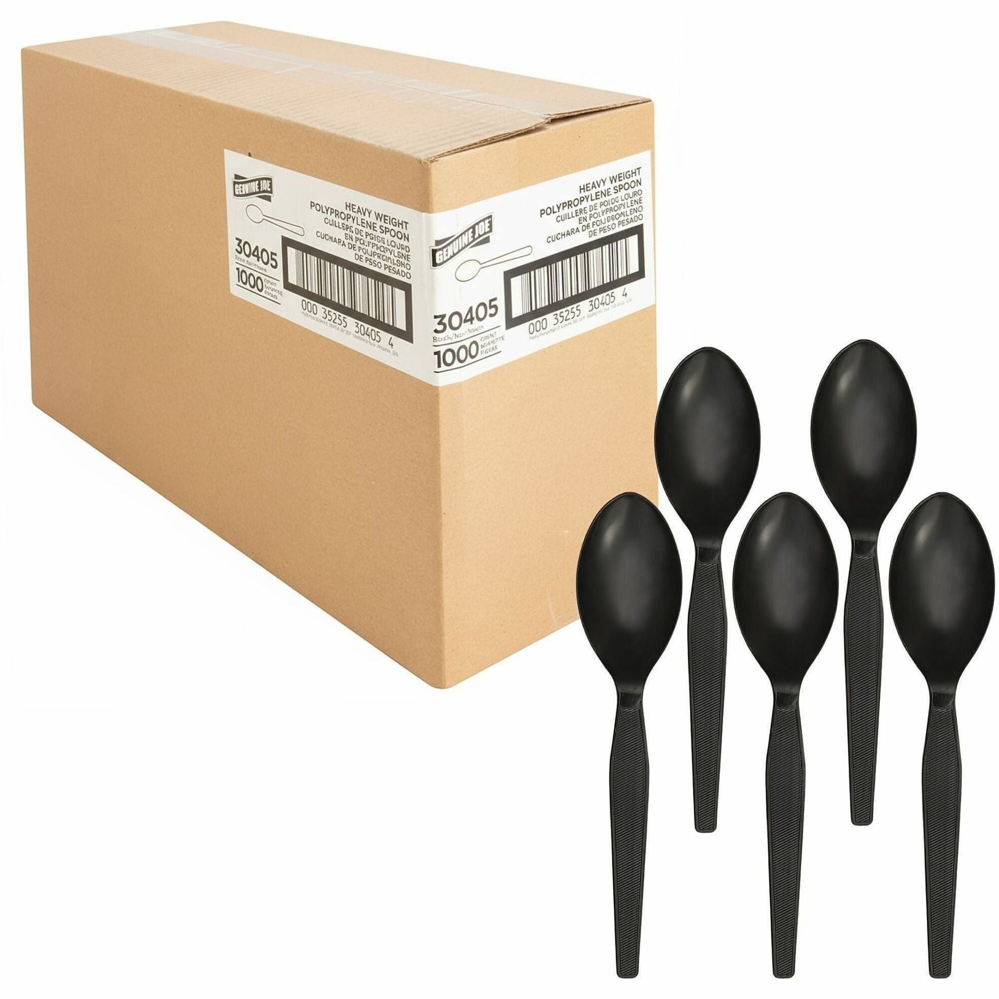 Genuine Joe Heavyweight Spoon - 1 Piece(s) - 1000/Carton - Spoon - 1 x Spoon - Disposable - Textured - Black