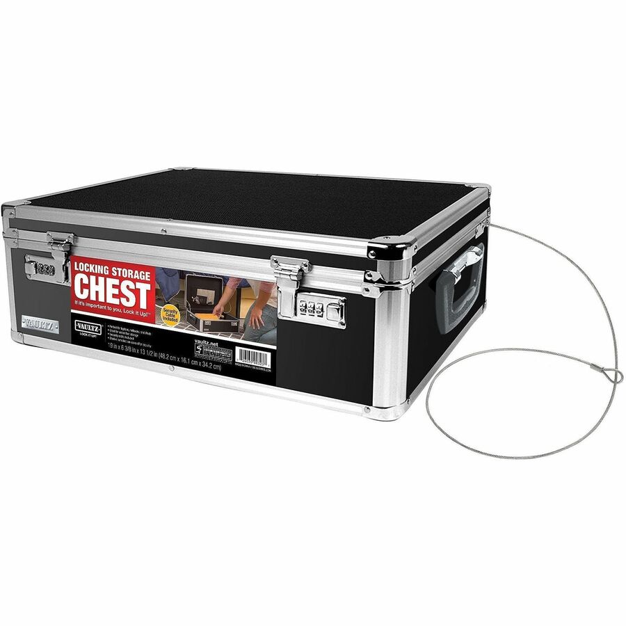 Locking Storage Chest, Medium Density Fiberboard, 14.5 x 8 x 19.5, Black