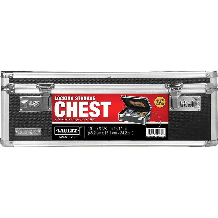 Locking Storage Chest, Medium Density Fiberboard, 14.5 x 8 x 19.5, Black