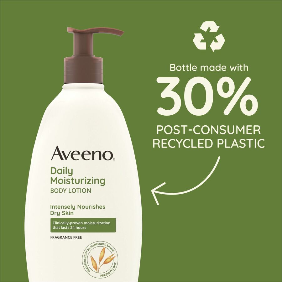 Aveeno Daily Moisturizing Body Lotion - Lotion - 18 fl oz - For Dry Skin - Applicable on Body - Moisturising, Fragrance-free, Non-greasy, Non-comedogenic, Soothing Oat, Rich Emollients, Nourishes Dry Skin, Gentle - 1 Each