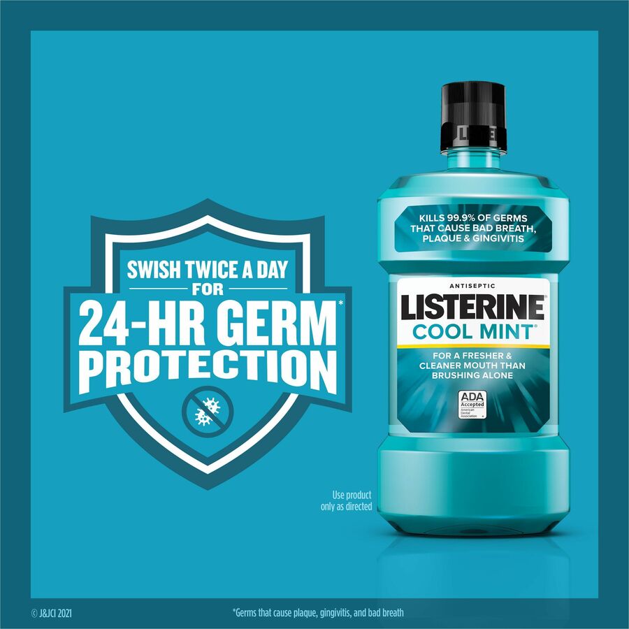LISTERINE Cool Mint Antiseptic Mouthwash - For Plaque, Bad Breath, Gingivitis - Mint - 1.59 quart - 1 Each