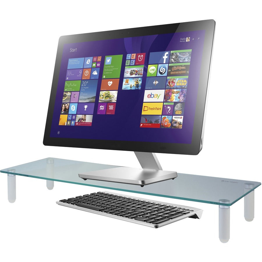 Glass Monitor Riser, 22" x 8.25" x 3.25", Clear, Supports 40 lbs