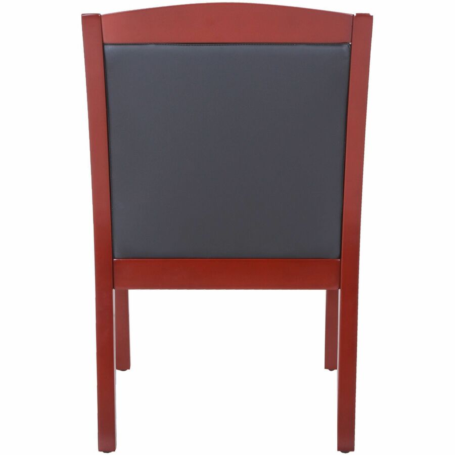 Lorell Sloping Arms Wood Frame Guest Chair - Black Bonded Leather Seat - Black Bonded Leather Back - Mahogany Solid Wood, Rubberwood Frame - Four-legged Base - 1 Each
