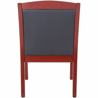 Lorell Sloping Arms Wood Frame Guest Chair - Black Bonded Leather Seat - Black Bonded Leather Back - Mahogany Solid Wood, Rubberwood Frame - Four-legged Base - 1 Each