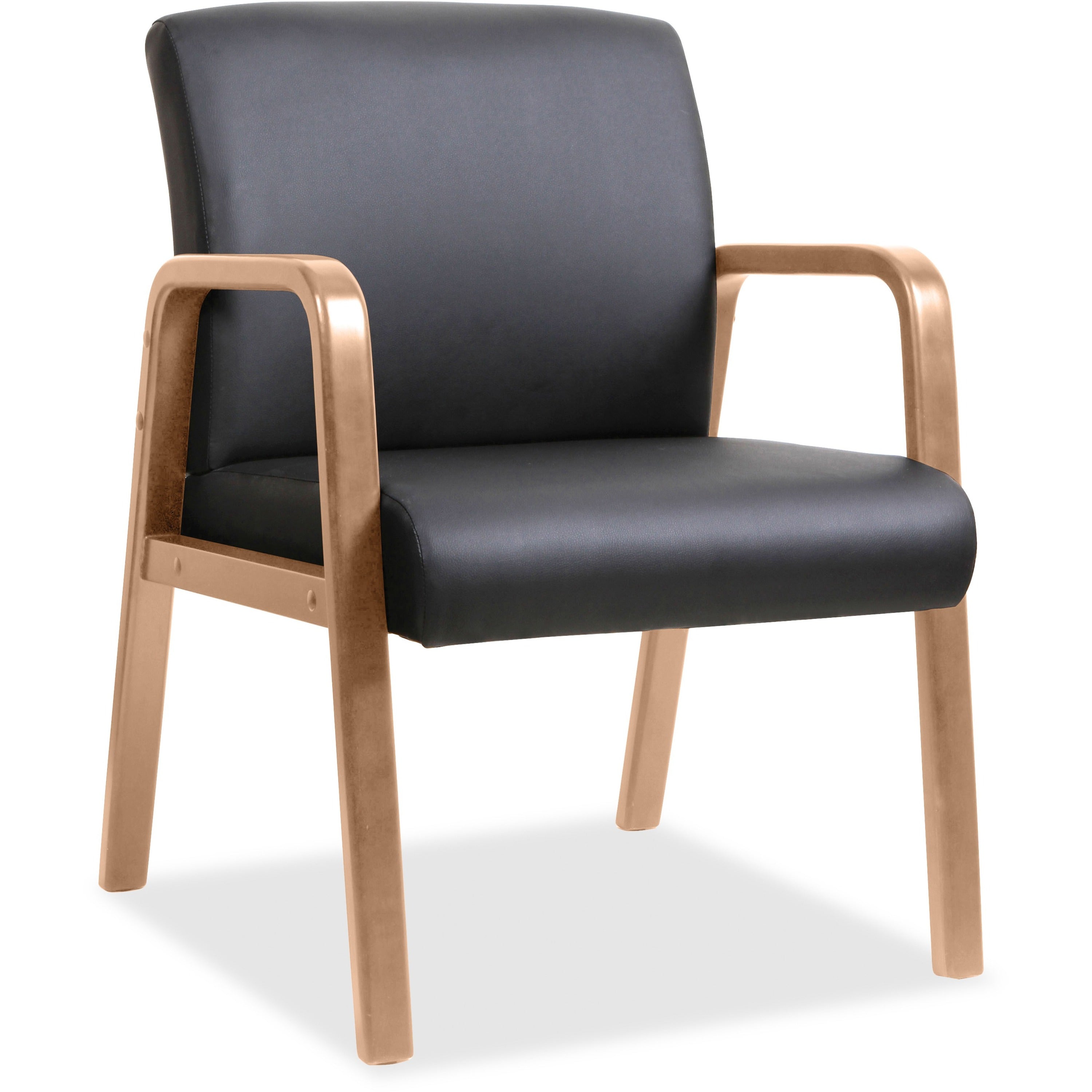 lorell-upholstered-guest-chair-black-bonded-leather-seat-black-bonded-leather-back-walnut-solid-wood-frame-four-legged-base-armrest-1-each_llr20026 - 1