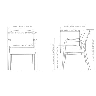 Lorell Upholstered Guest Chair - Black Bonded Leather Seat - Black Bonded Leather Back - Walnut Solid Wood Frame - Four-legged Base - Armrest - 1 Each