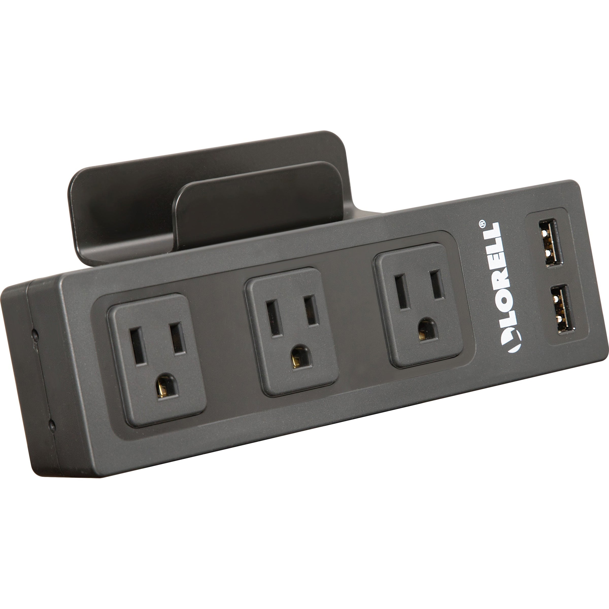 lorell-desktop-ac-power-center-with-usb-charger-3-x-ac-power-2-x-usb-desk-mountable-black_llr33994 - 1