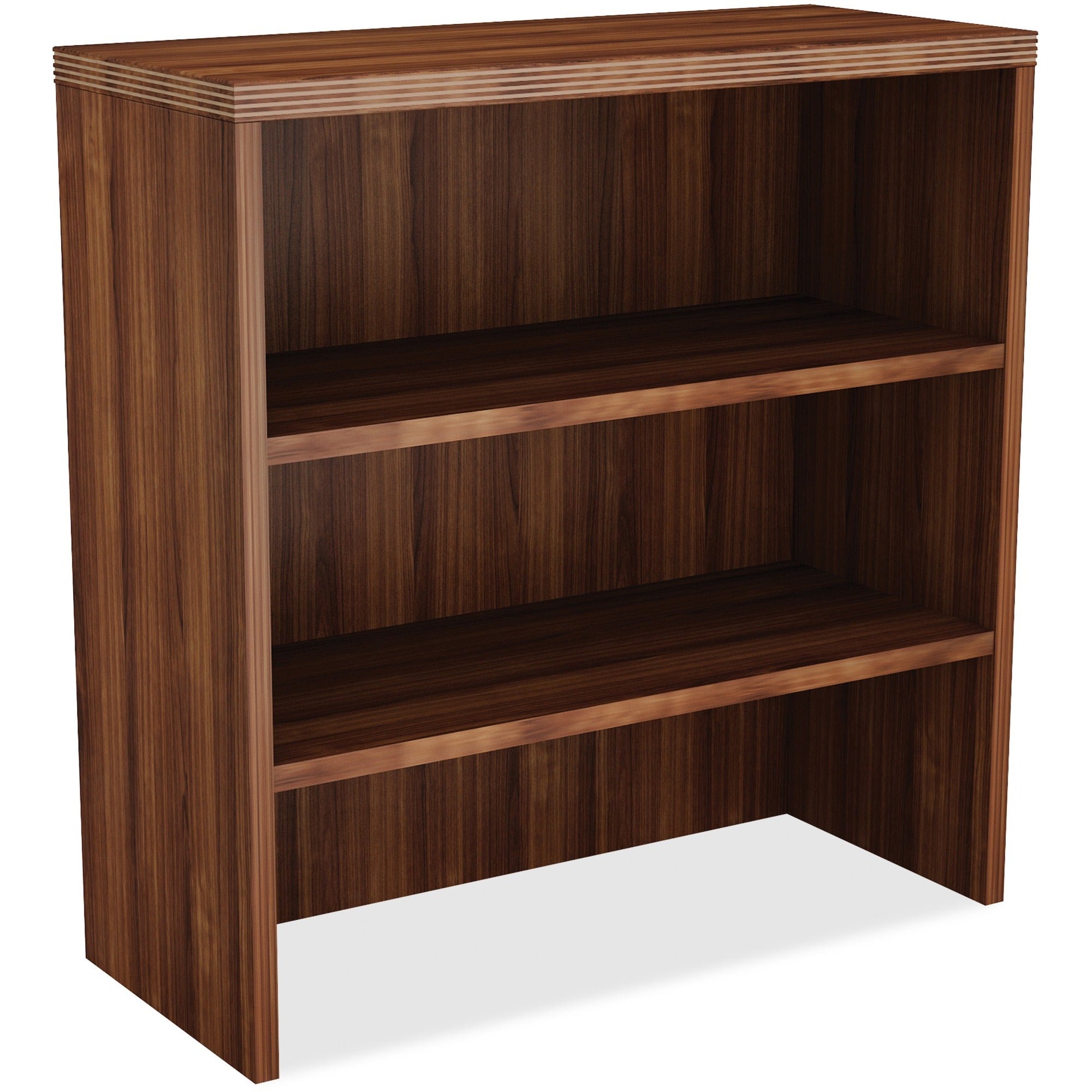 lorell-chateau-series-bookshelf-36-x-15365--15-top-2-shelves-reeded-edge-material-laminate-finish-walnut-laminate_llr34357 - 1