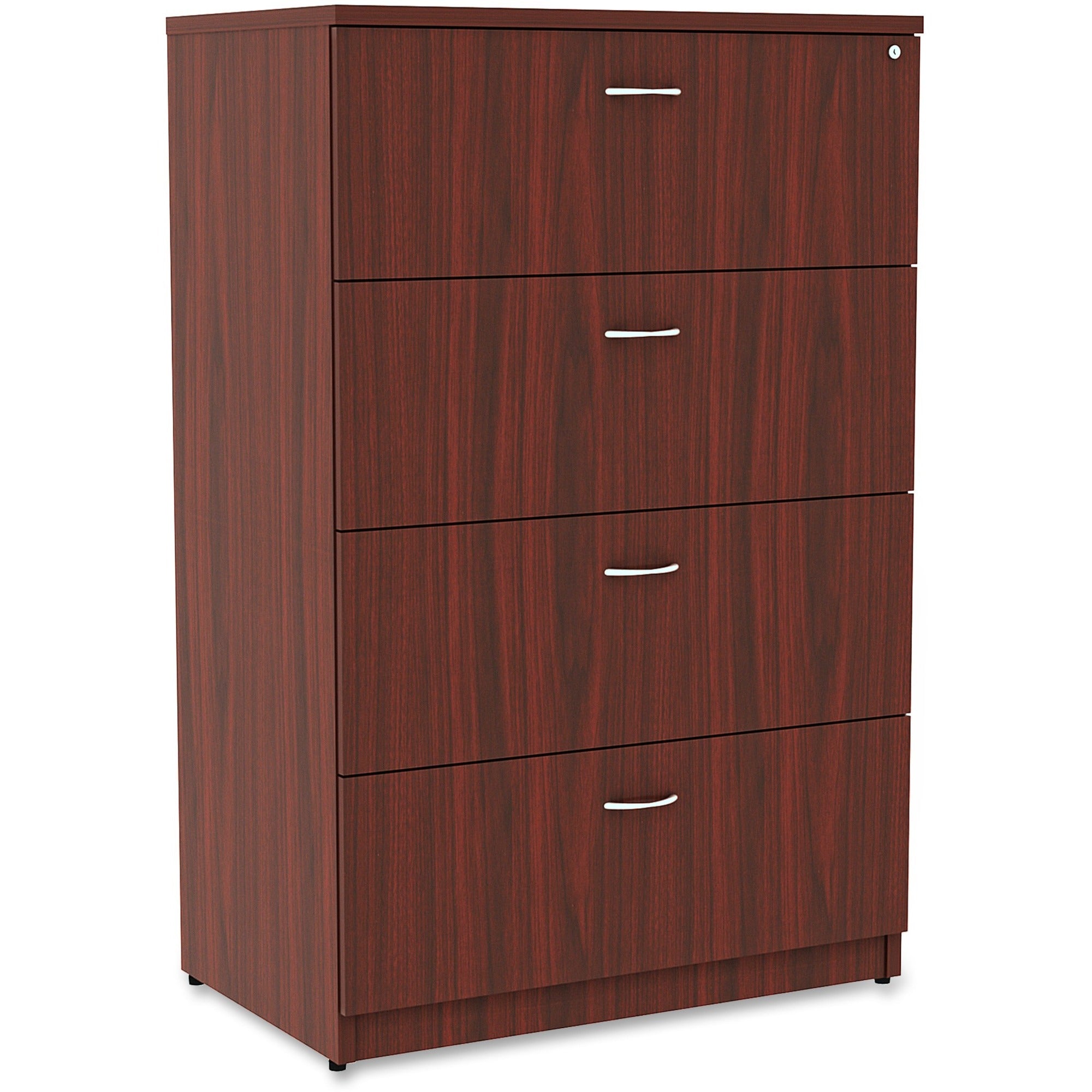 lorell-essentials-series-4-drawer-lateral-file-1-top-355-x-22548-4-x-file-drawers-finish-mahogany-laminate_llr34386 - 1