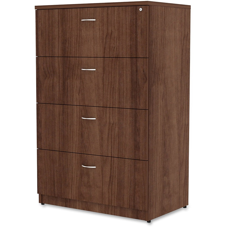 Lorell Essentials Series 4-Drawer Lateral File - 1" Top, 35.5" x 22"54.8" - 4 x File Drawer(s) - Finish: Walnut Laminate