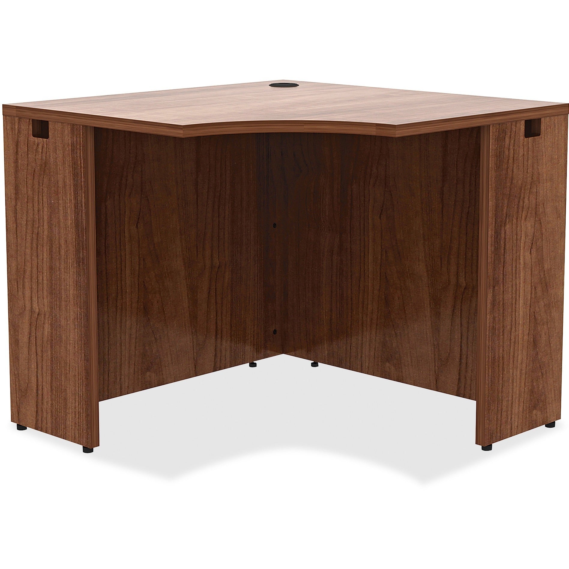 Lorell Essentials Series Corner Desk - 36" x 36"29.5" , 0.1" Edge - Material: Metal - Finish: Walnut, Laminate - 2