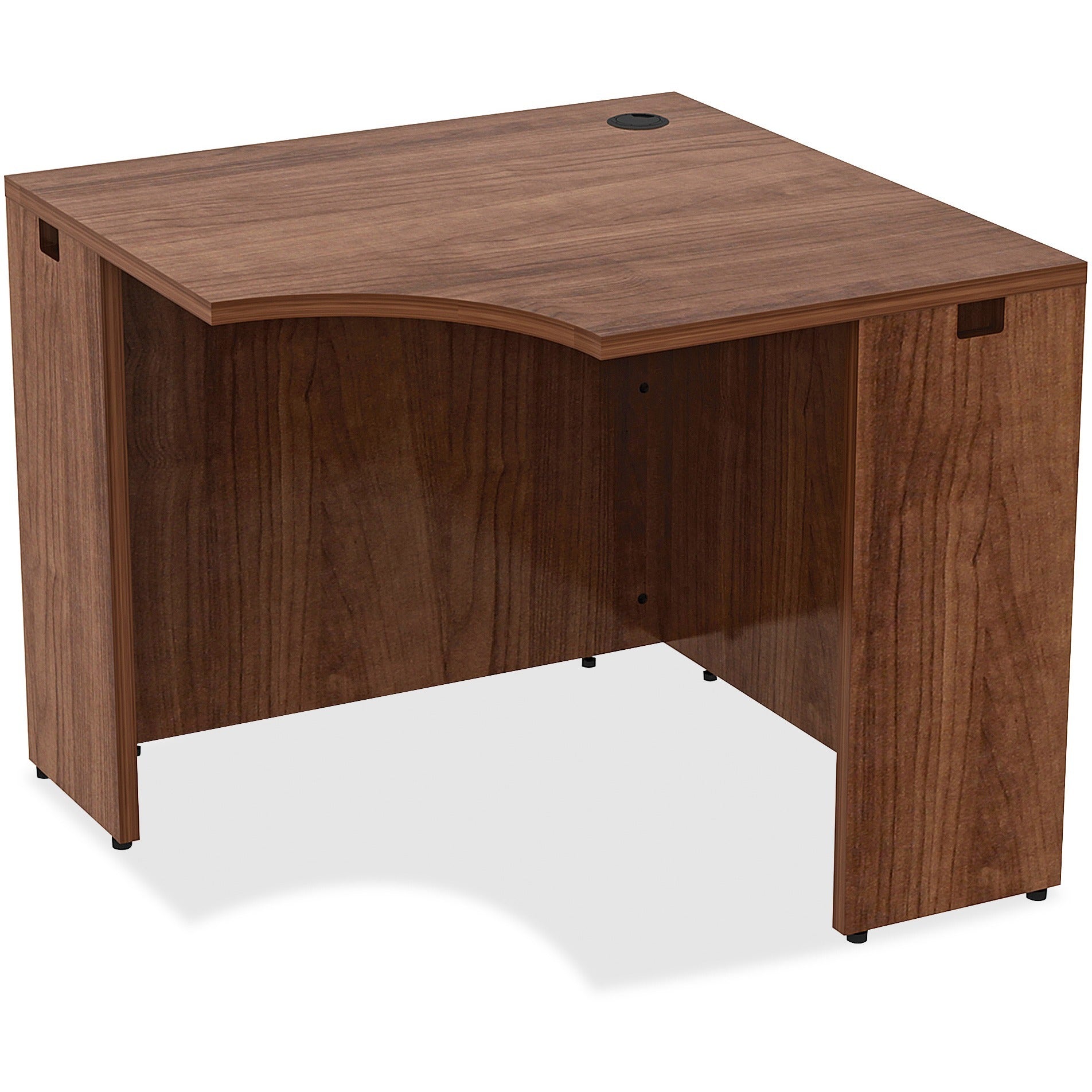 Lorell Essentials Series Corner Desk - 36" x 36"29.5" , 0.1" Edge - Material: Metal - Finish: Walnut, Laminate - 3
