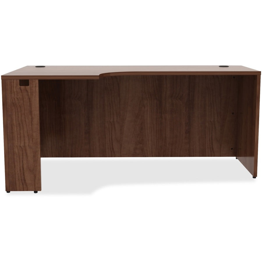 Lorell Essentials Series Left Corner Credenza - 66" x 36"29.5" , 0.1" Edge - Material: Metal - Finish: Walnut Laminate