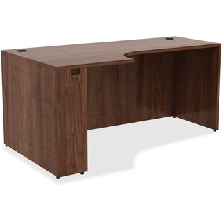 Lorell Essentials Series Left Corner Credenza - 66" x 36"29.5" , 0.1" Edge - Material: Metal - Finish: Walnut Laminate