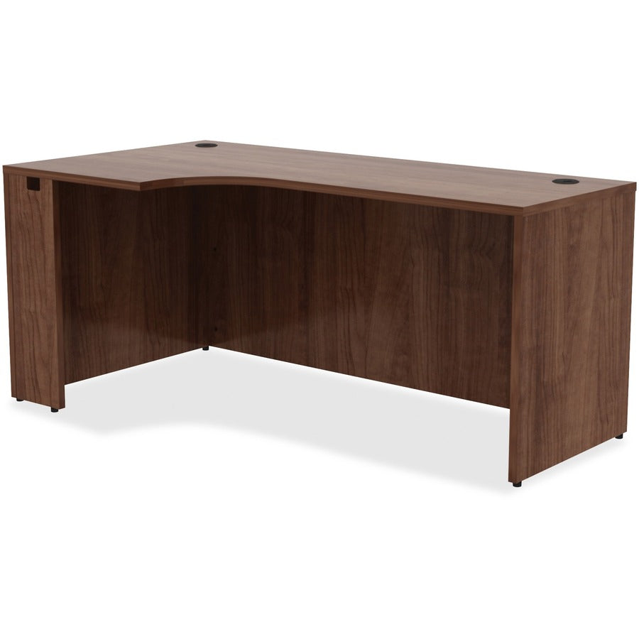 Lorell Essentials Series Left Corner Credenza - 66" x 36"29.5" , 0.1" Edge - Material: Metal - Finish: Walnut Laminate