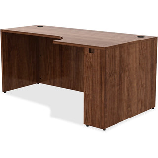 Lorell Essentials Series Right Corner Credenza - 66" x 36"29.5" , 0.1" Edge - Material: Metal - Finish: Walnut Laminate