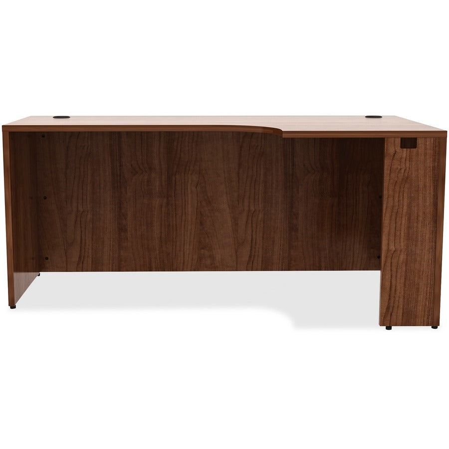 Lorell Essentials Series Right Corner Credenza - 66" x 36"29.5" , 0.1" Edge - Material: Metal - Finish: Walnut Laminate
