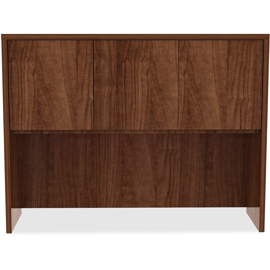 Lorell Essentials Series Stack-on Hutch with Doors - 48" x 15"36" , 0.1" Edge - Material: Metal - Finish: Walnut, Laminate