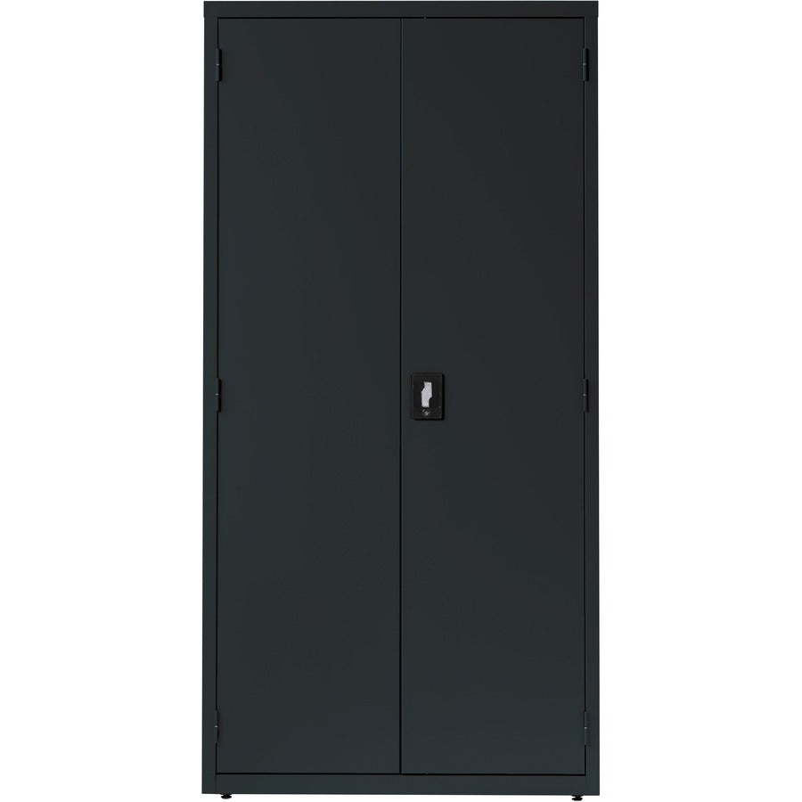 Lorell Fortress Series Storage Cabinet - 36" x 24" x 72" - 5 x Shelf(ves) - Hinged Door(s) - Sturdy, Recessed Locking Handle, Removable Lock, Durable, Storage Space - Black - Powder Coated - Steel - Recycled