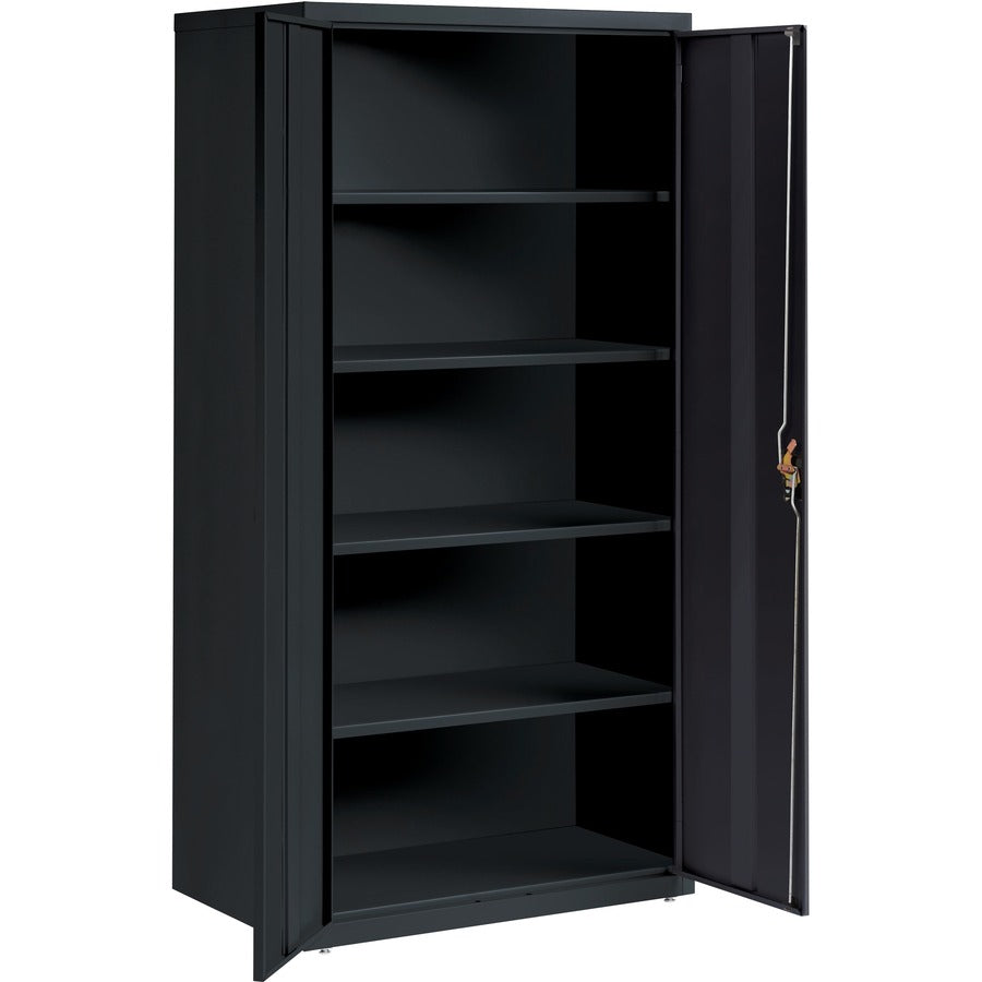 Lorell Fortress Series Storage Cabinet - 36" x 24" x 72" - 5 x Shelf(ves) - Hinged Door(s) - Sturdy, Recessed Locking Handle, Removable Lock, Durable, Storage Space - Black - Powder Coated - Steel - Recycled